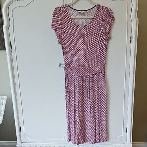 Boden Red and White Casual Midi Sundress